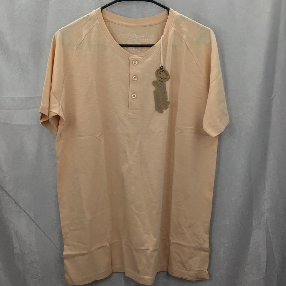 Organic Signatures Peach Slub Henley Medium NWT